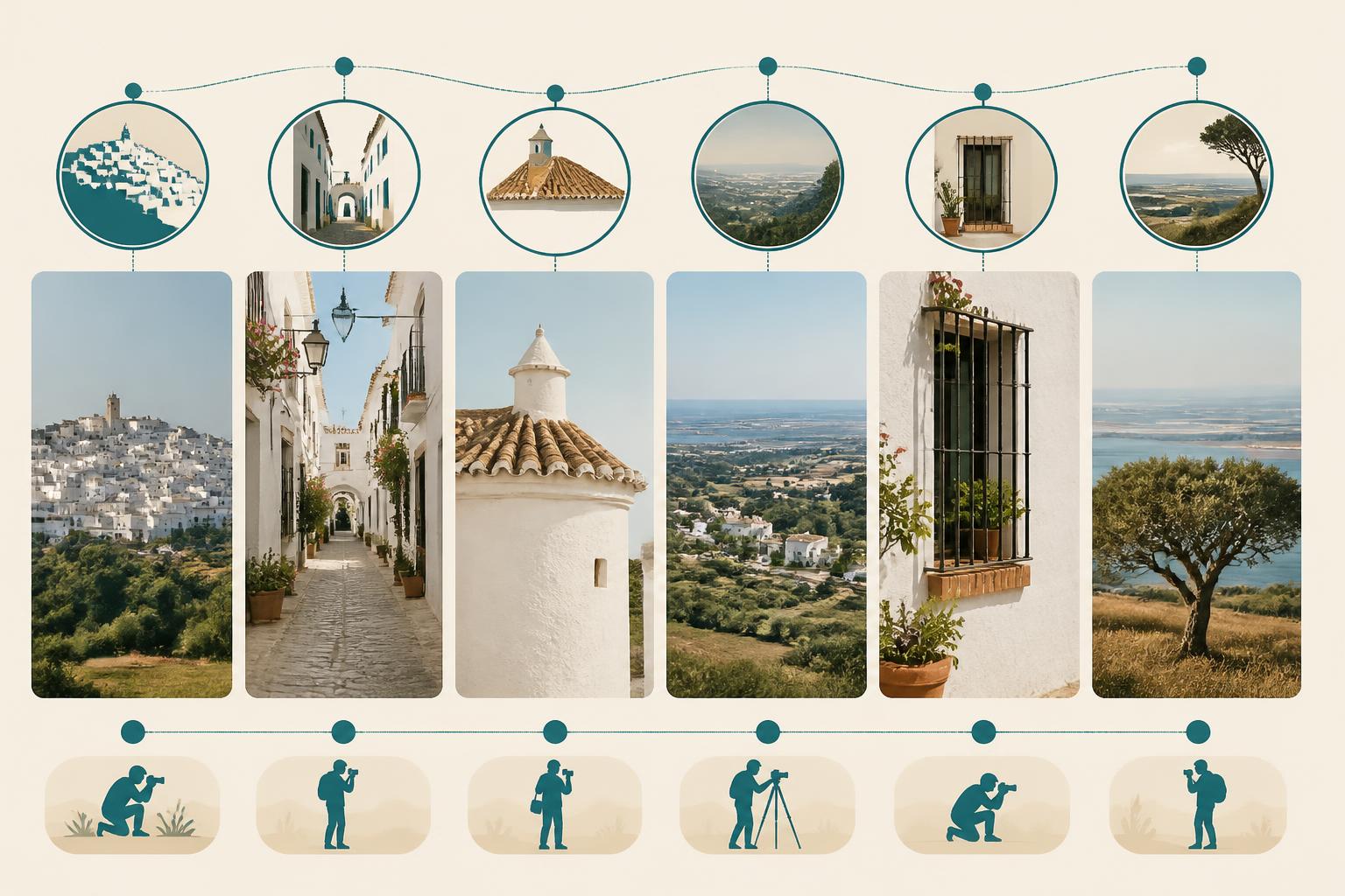 Mapa editorial sencillo de agrupaciones fotográficas en Vejer de la Frontera