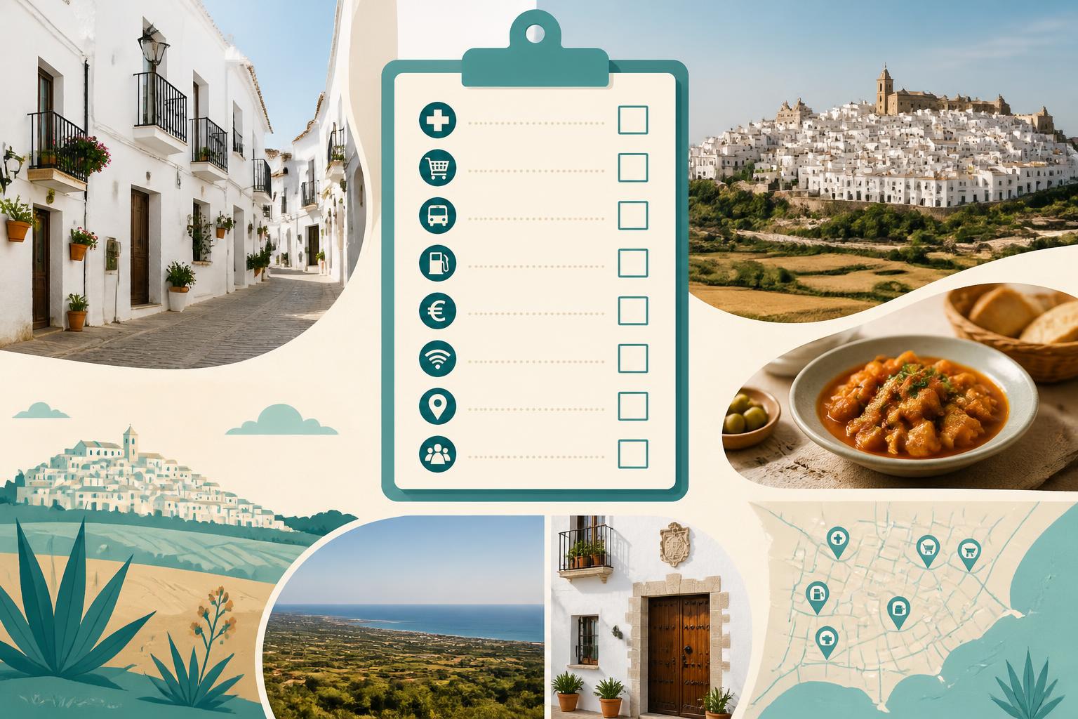 Checklist ilustrada de servicios útiles para preparar una estancia en Vejer de la Frontera