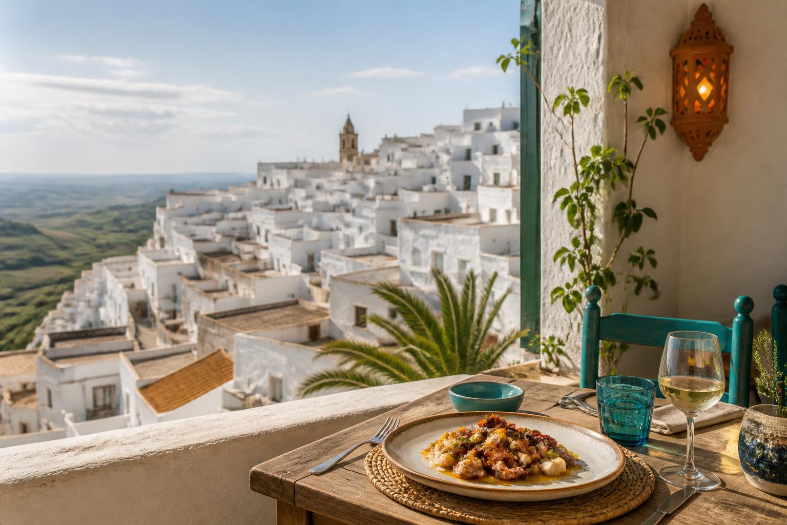 Plaza de España in the historic centre of Vejer de la Frontera near El Jardín del Califa